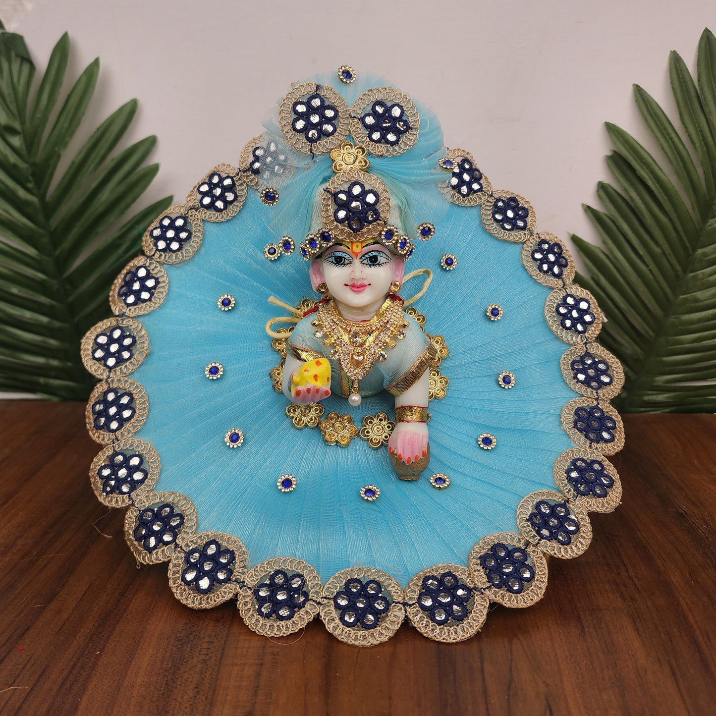 Sky Heavy Dress for laddu gopal ji with pagdi