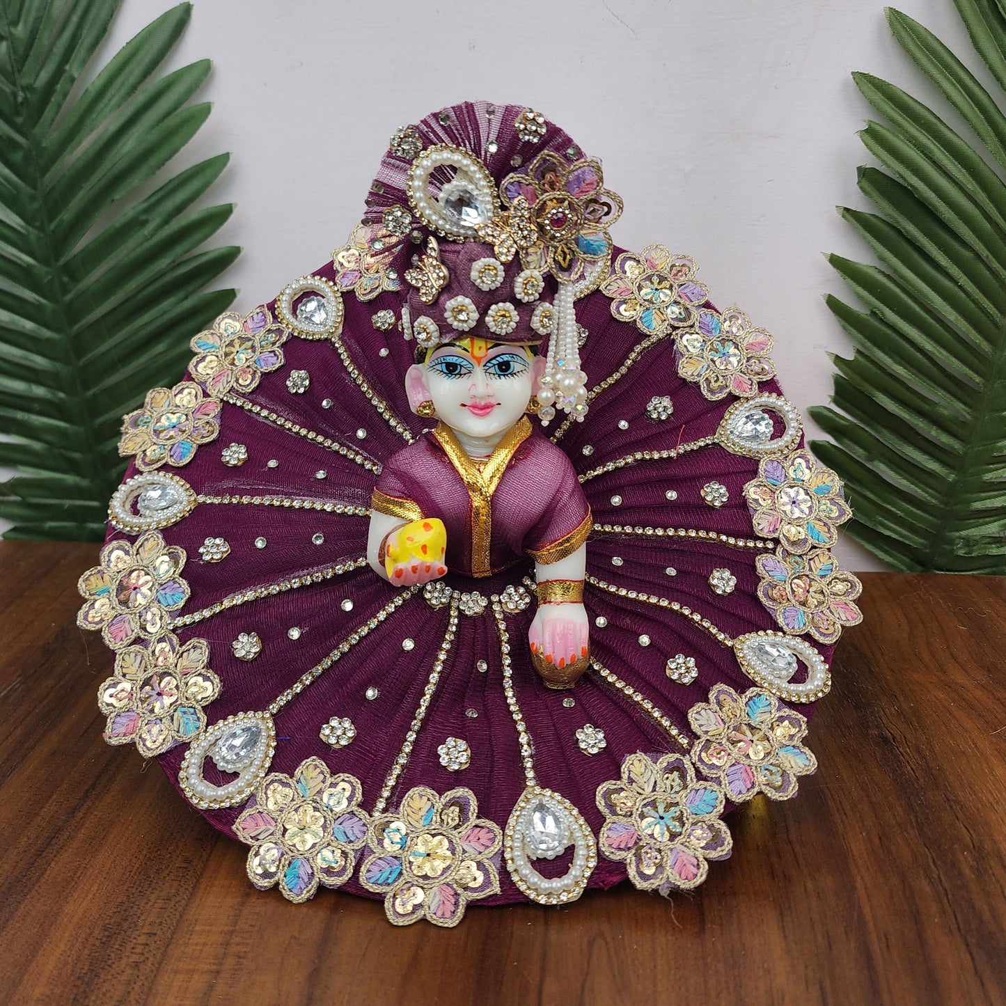 Wine heavy dress with pagdi for laddu gopal ji