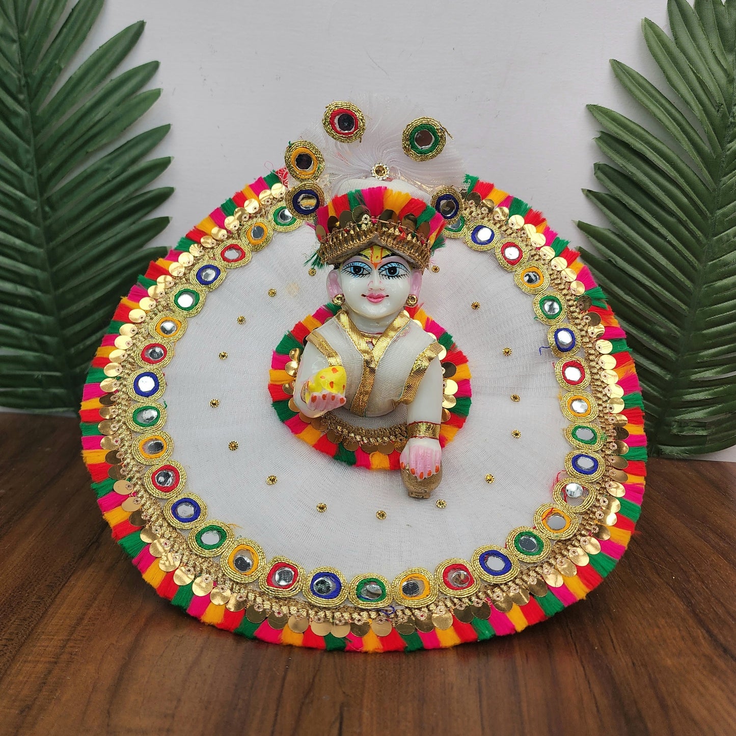 cute multicolor heavy dress with pagdi for laddu gopal ji
