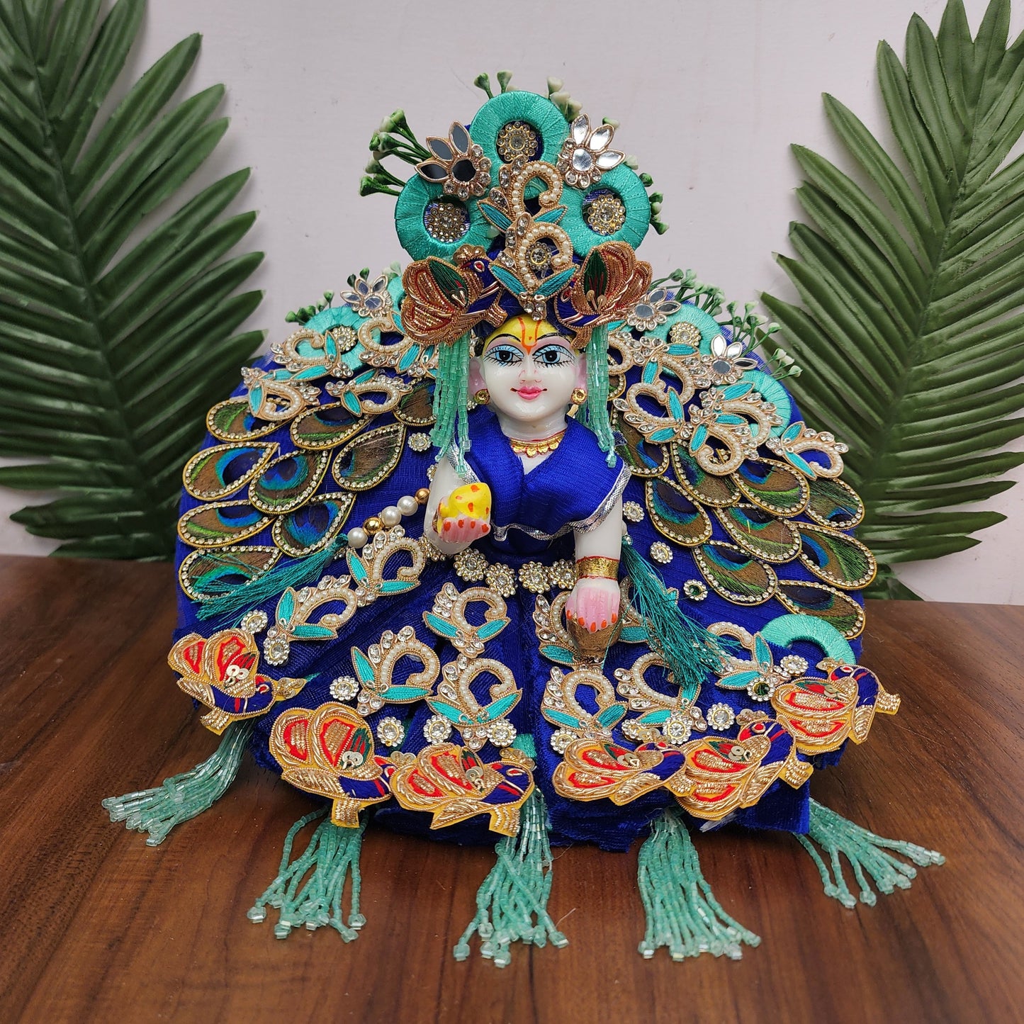 Beautiful blue heaviest dress for laddu gopal ji ( WITHOUT JEWELLERY)