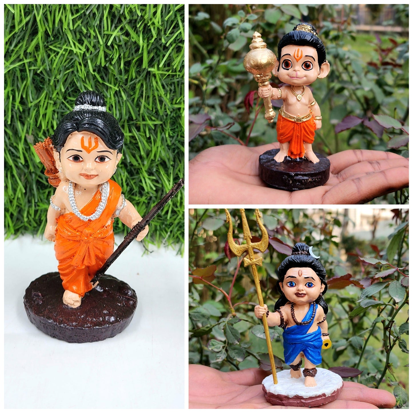 Divine Trio Pack : Bal Hanuman, Bal Ram & Bal Shiv Ji Idols – Perfect for Home decor & puja