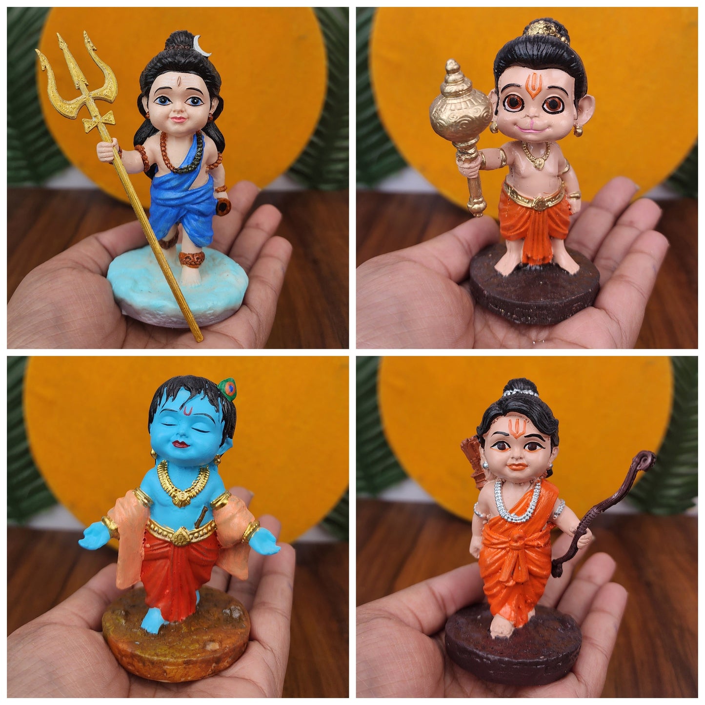 Cute God Idols Set : Shiv , Ram , Bal Krishna & Hanuman β Perfect for Home decor & puja