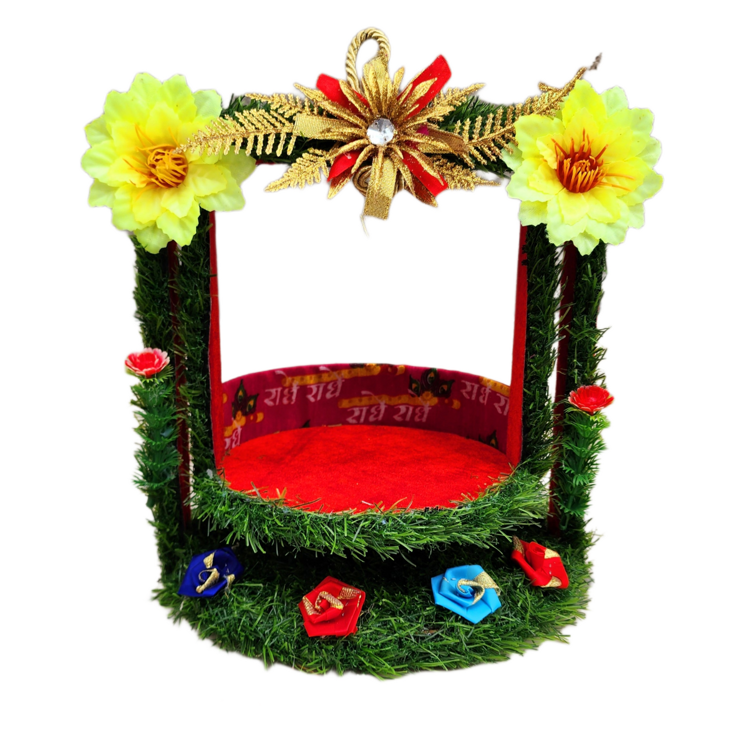 beautiful heavy wooden heavy designing jhula for laddu gopal ji (box packing)