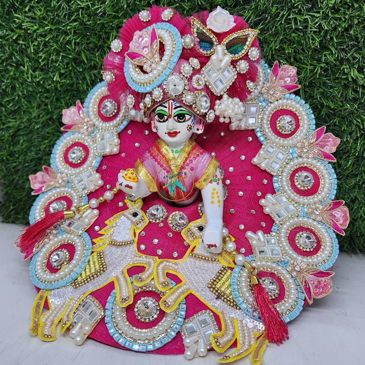 Rani with horse pair dress for laddu gopal ji