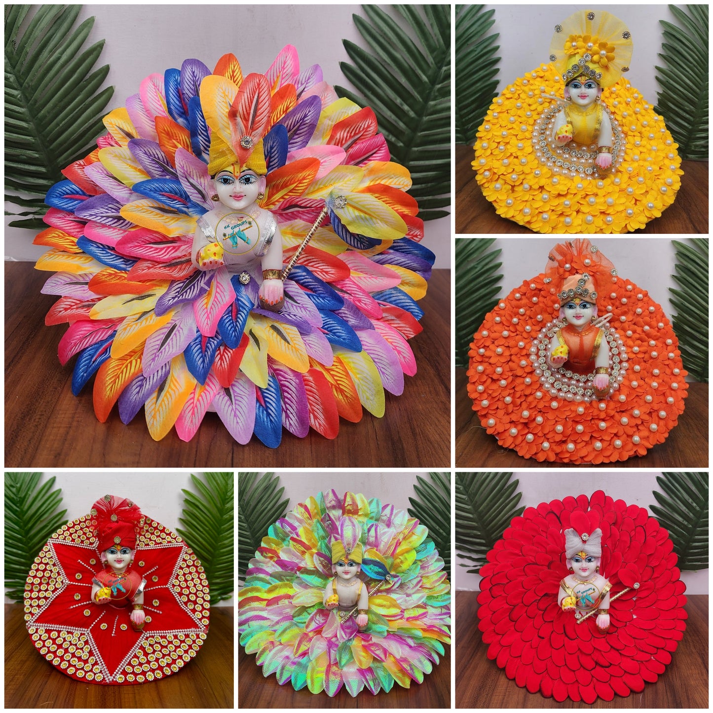 Janmashtami Special Combo Pack of 6 heavy dresses for laddu gopal ji {random color}