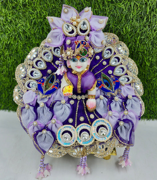 Purple leaf Heavy Dress for Laddu gopal ji with pagdi