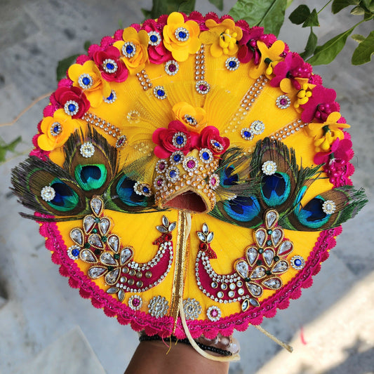 Beautiful mor dress for laddu gopal ji + beautiful heavy wooden happy birthday jhula for laddu gopal ji (box packing)