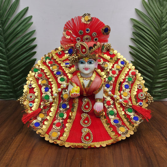 red sequence patch heavy dress with pagdi and patka