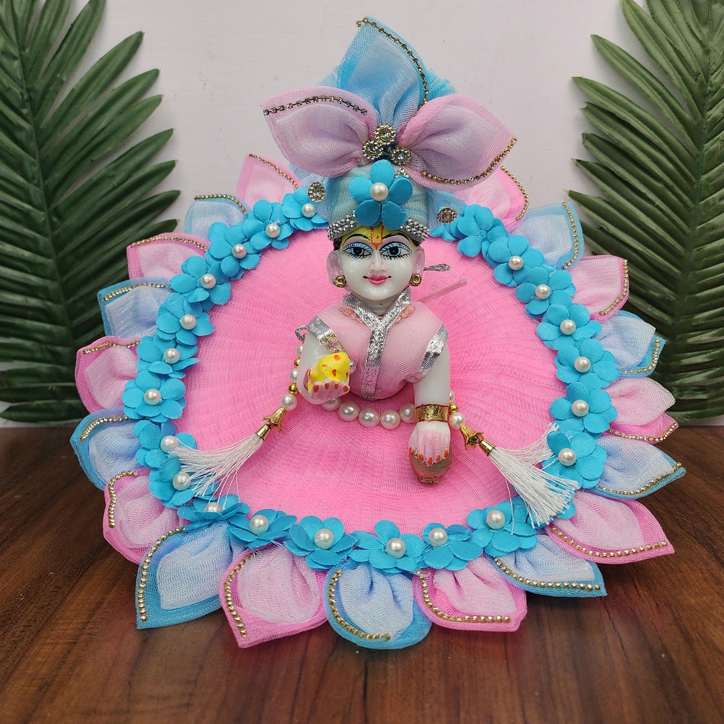 Beautiful cute flower dress with pagdi and patka for laddu gopal ji