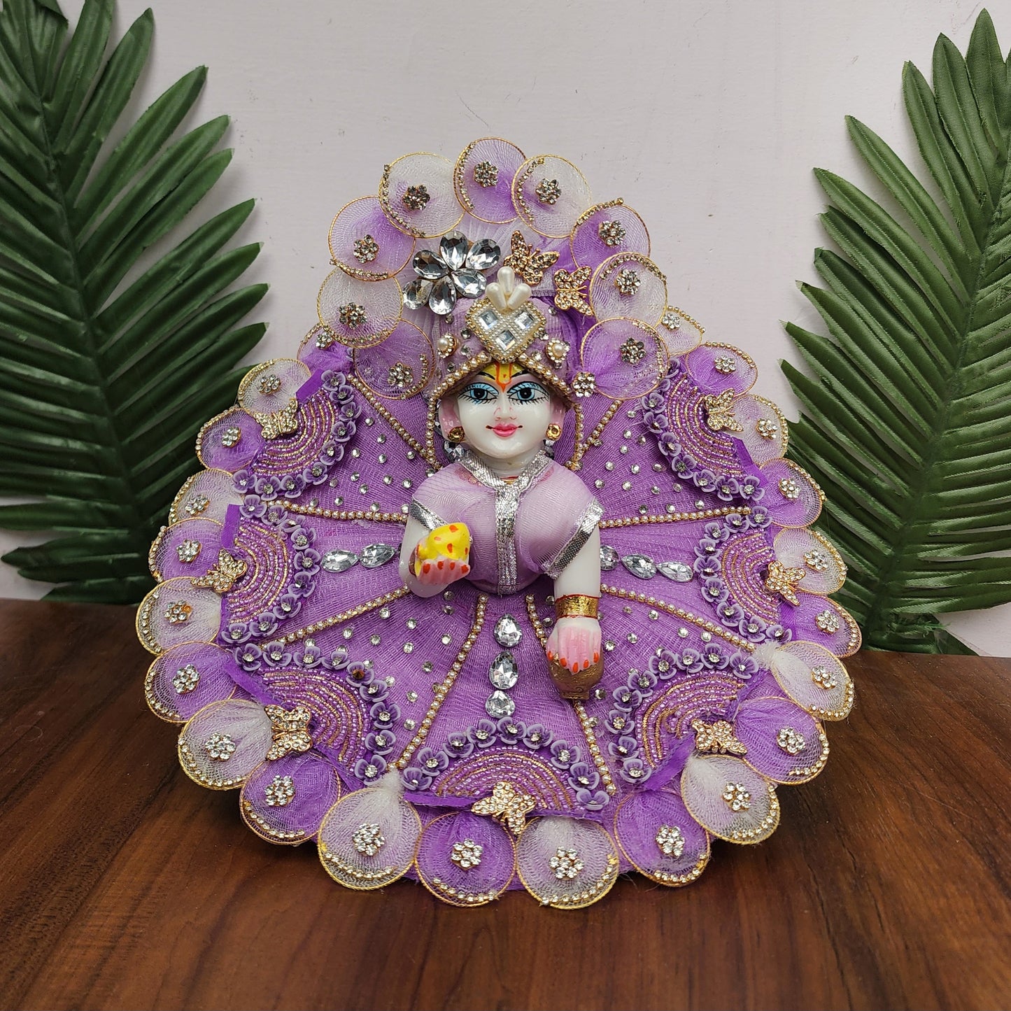 Lavender Heavy Dress for laddu gopal ji with pagdi