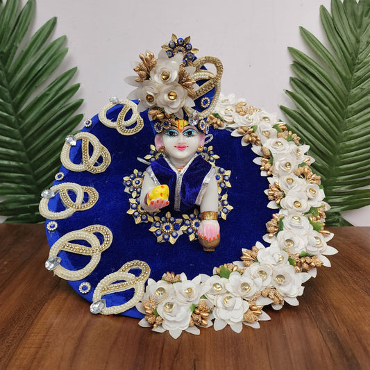 blue heavy dress for kanha ji with pagdi