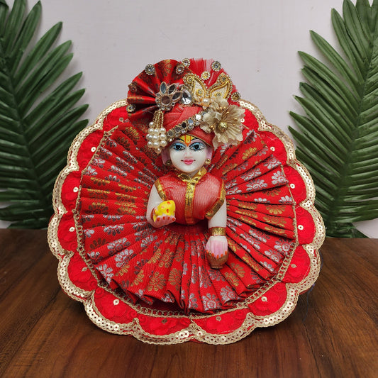 Red heavy dress with pagdi for laddu gopal ji