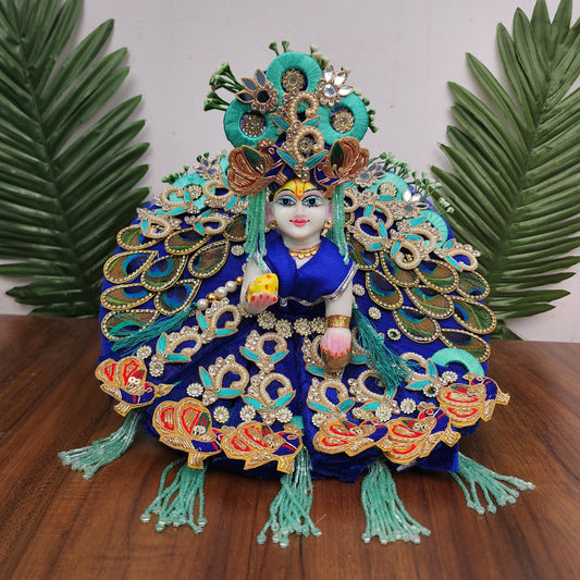 Beautiful blue heaviest dress for laddu gopal ji ( WITHOUT JEWELLERY)