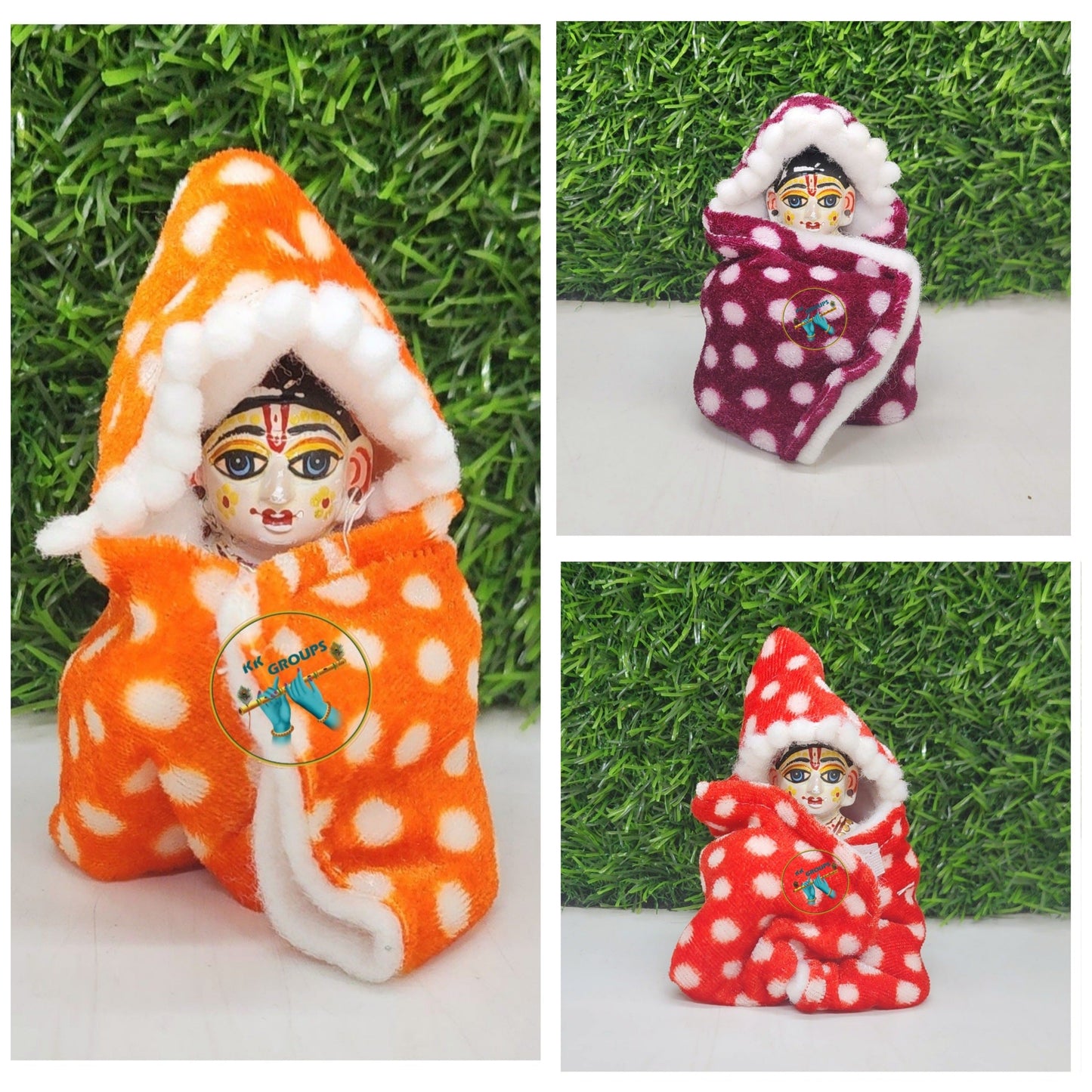 Laddu Gopal Dot Shawl Ponchu Pack of 3 [Random Color]