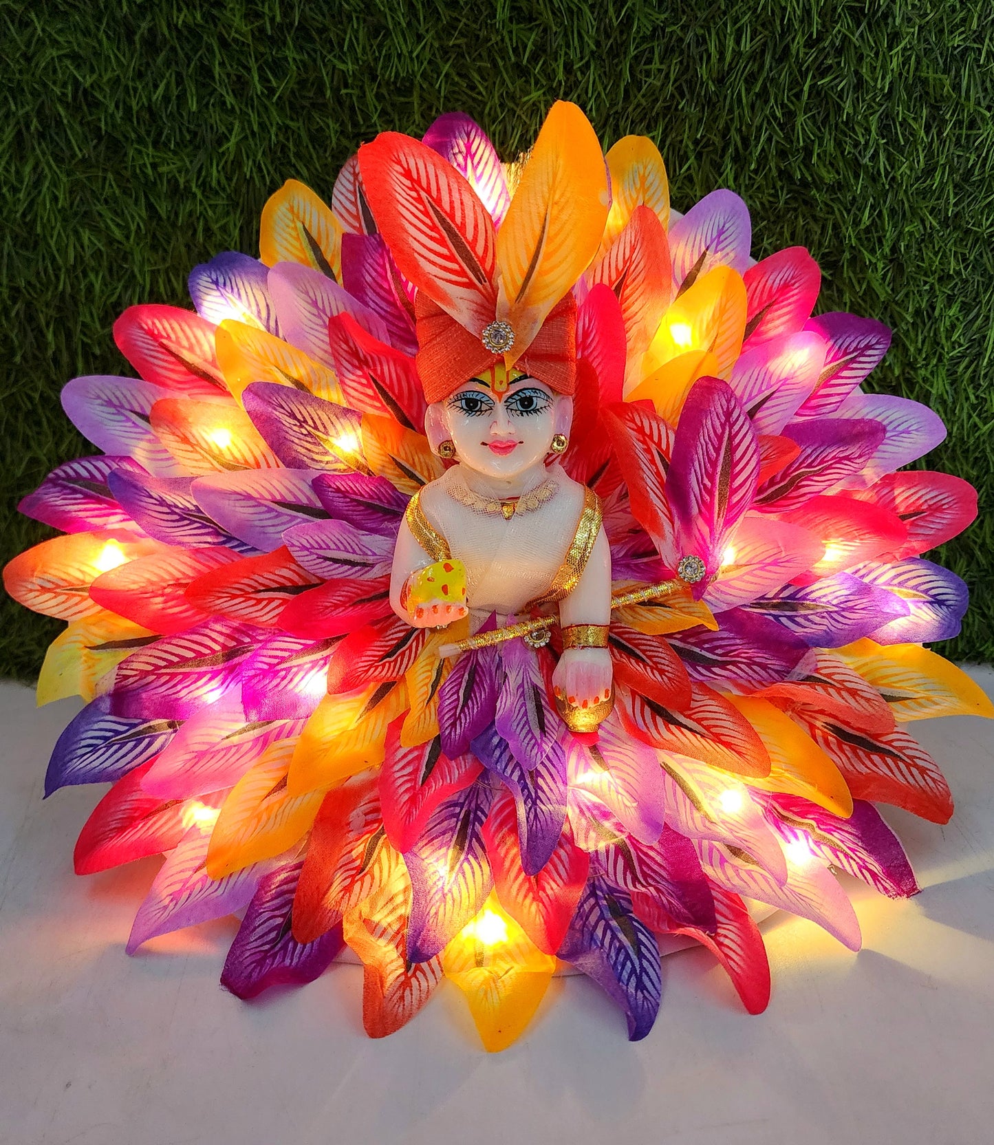 Laddu gopal ji Readymade leaf light dress pack of 1 Random colour and prints
